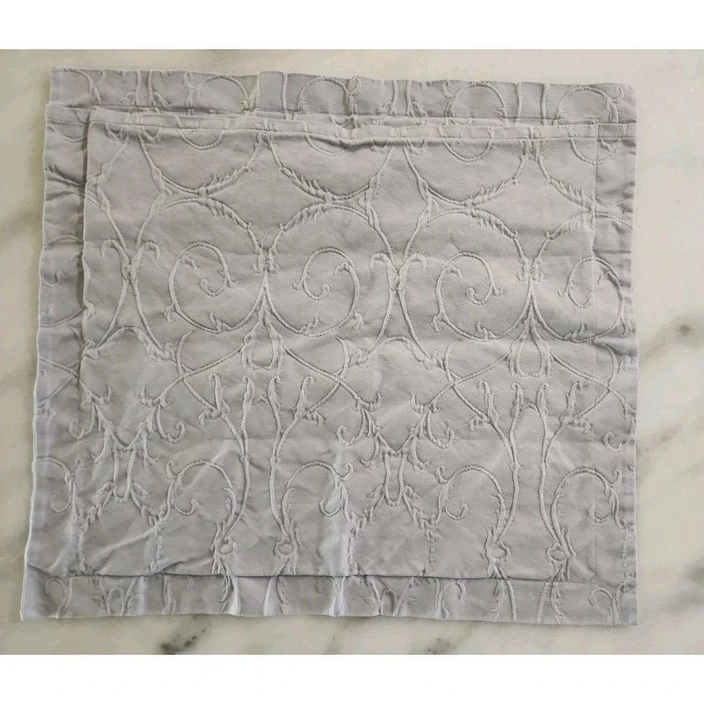2/Pearl Gray Blue Frontgate Matelasse Euro Shams 100% Egyptian Cotton 27x25 READ